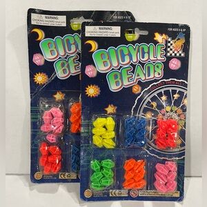 NEW 2 Packages Vintage Bicycle Beads Red Blue Yellow Green Pink Orange 80s 90s
